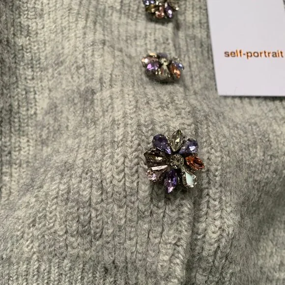 Self-Portrait  Crystal-embellished ribbed-knit cardigan - Picture 4 of 9